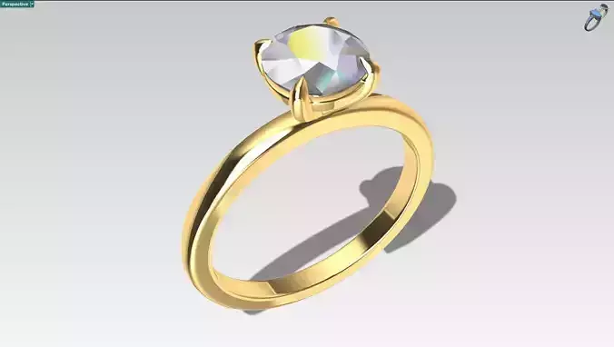 Round  Solitaire Engagement Ring 3D Model