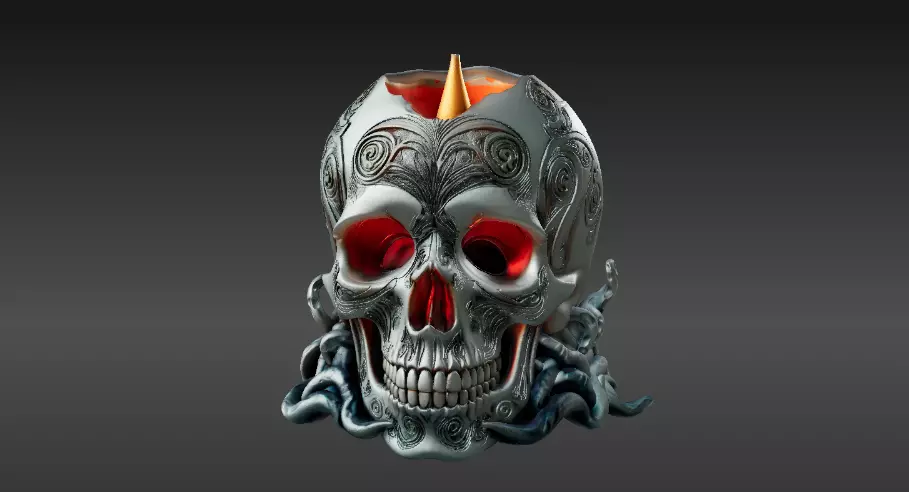 Haunted Skull Candle Holder 3D Print Model Halloween 3D print model_5