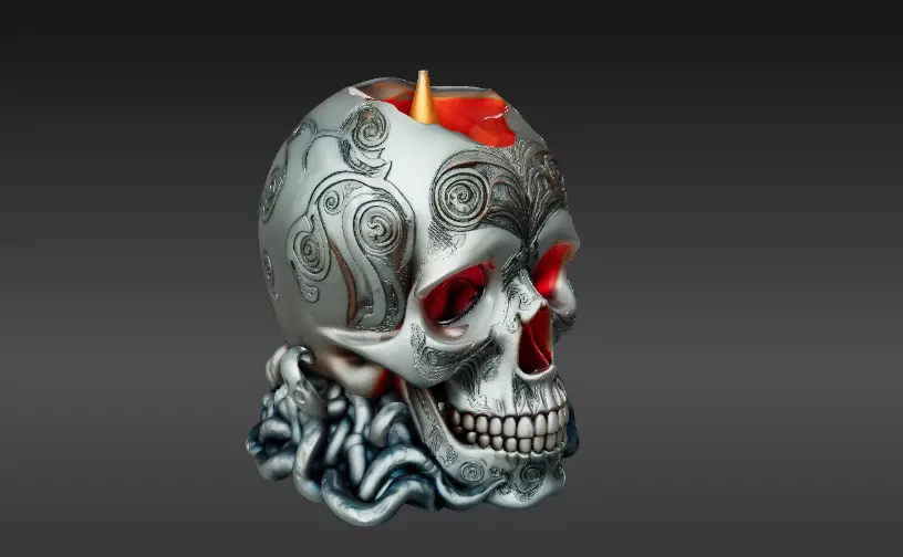 Haunted Skull Candle Holder 3D Print Model Halloween 3D print model_1