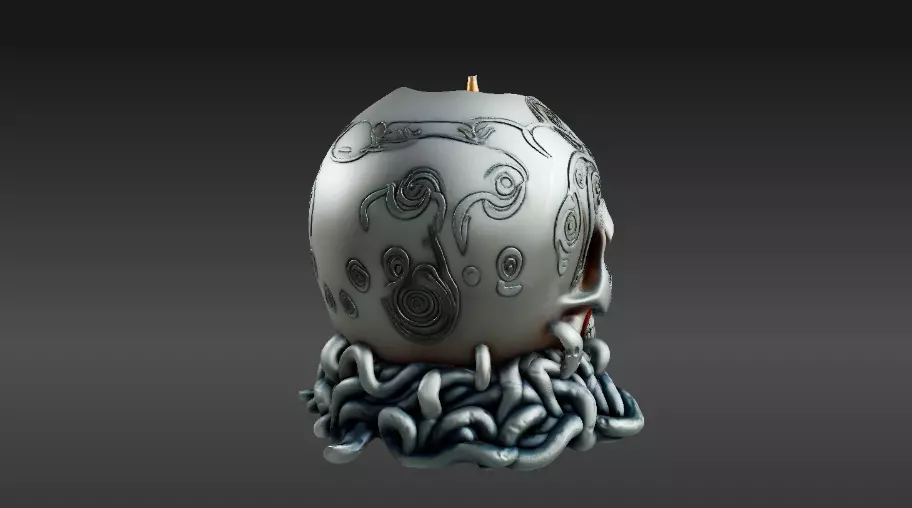 Haunted Skull Candle Holder 3D Print Model Halloween 3D print model_3