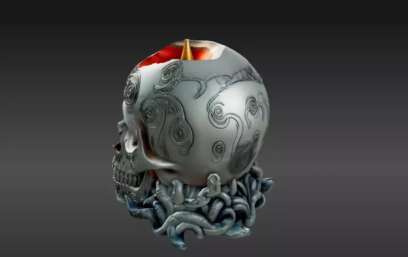 Haunted Skull Candle Holder 3D Print Model Halloween 3D print model_2
