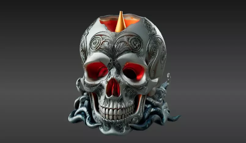 Haunted Skull Candle Holder 3D Print Model Halloween 3D print model_0