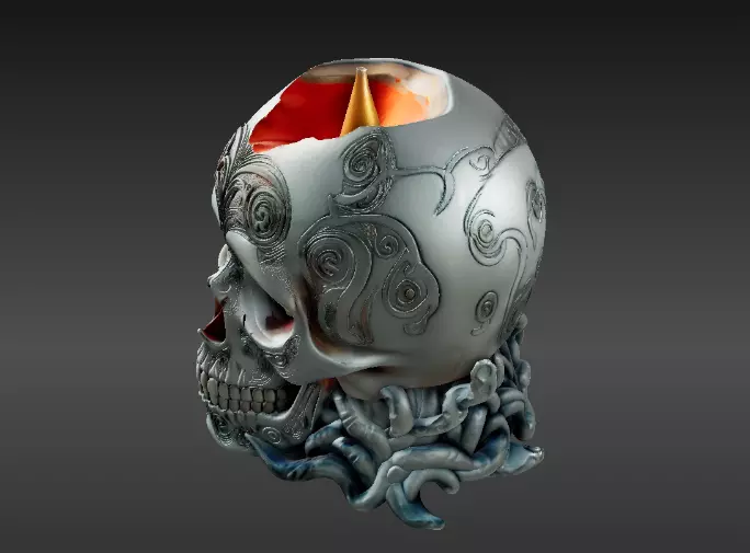 Haunted Skull Candle Holder 3D Print Model Halloween 3D print model_6
