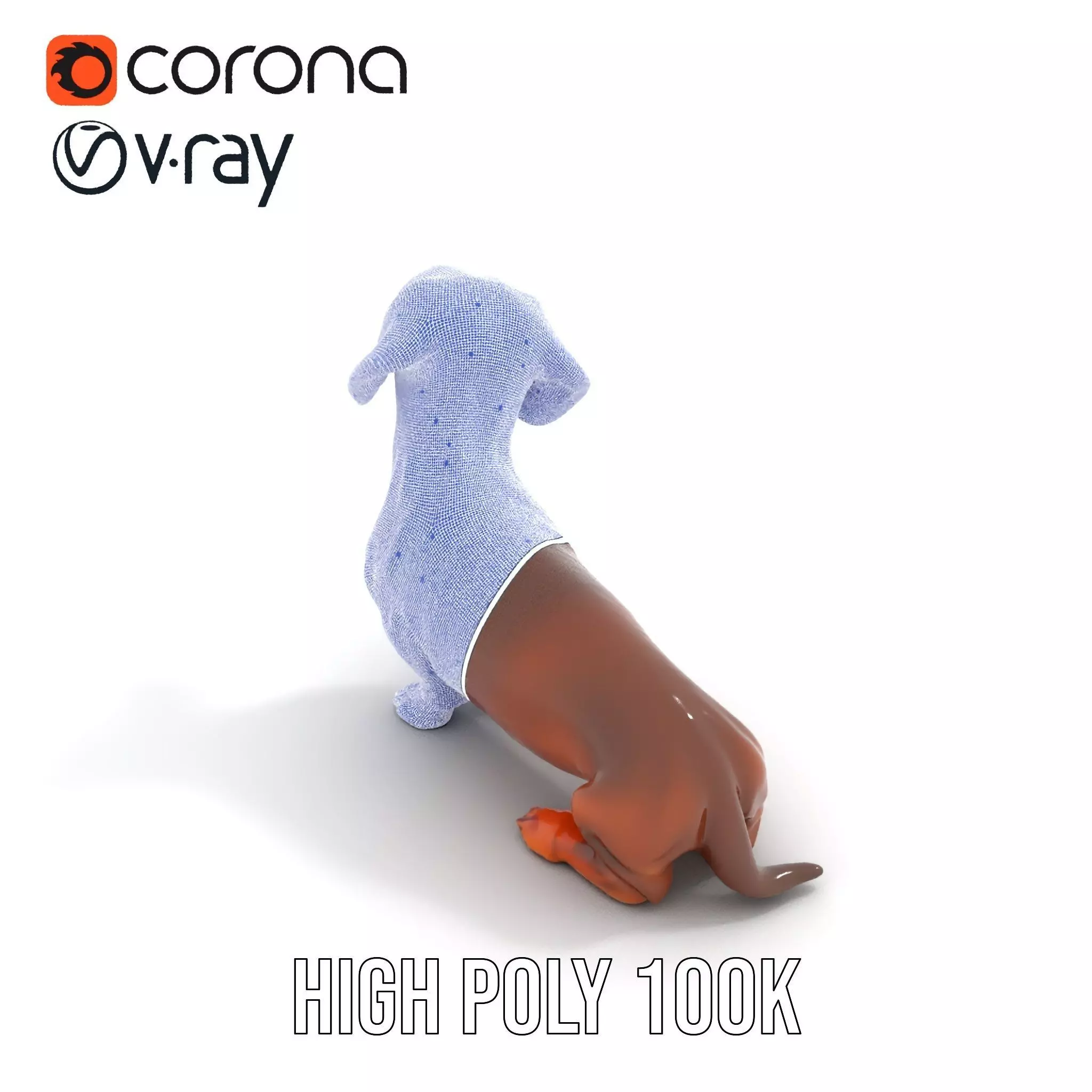 Chocolate Dachshund model pack Low-poly 3D model_31