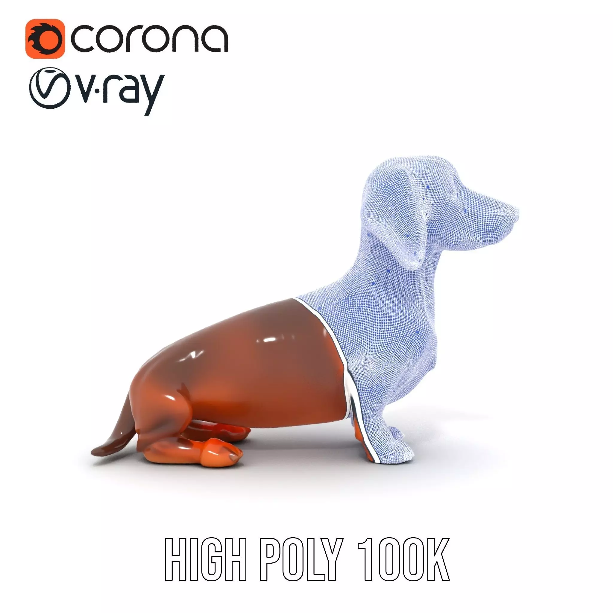 Chocolate Dachshund model pack Low-poly 3D model_34
