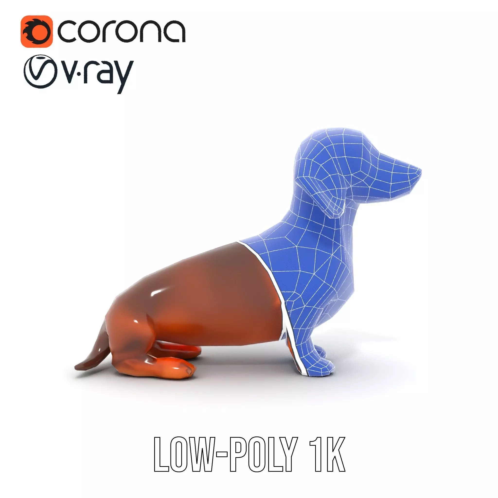 Chocolate Dachshund model pack Low-poly 3D model_14
