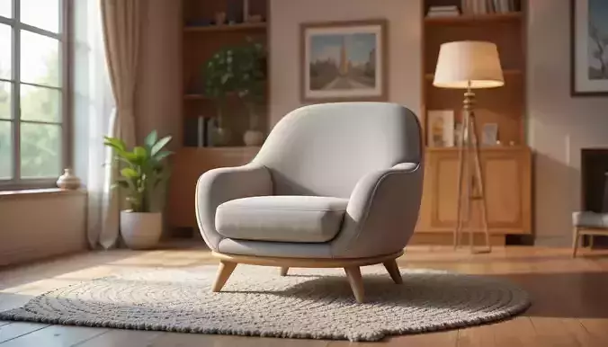Modern Cozy Armchair 3D Model Stylized Cartoon Furniture
