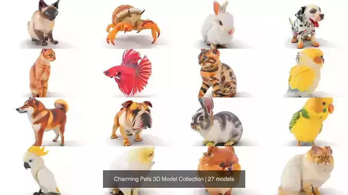 Charming Pets 3D Model Collection 