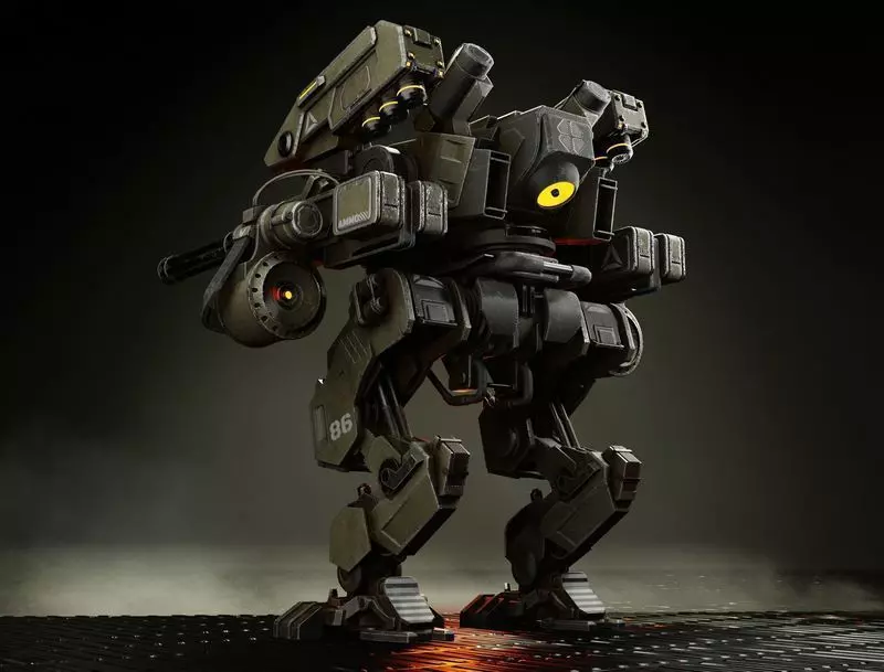 Warrior Mech  Low-poly 3D model_0