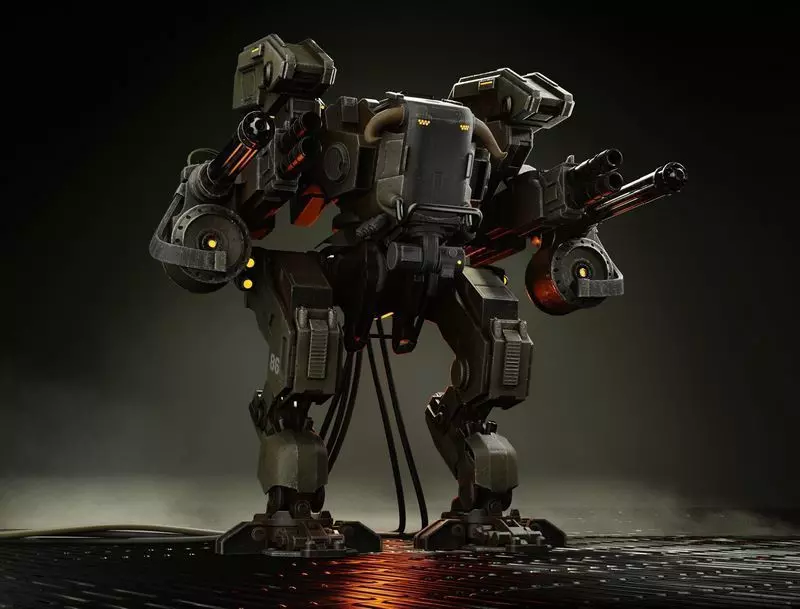 Warrior Mech  Low-poly 3D model_1