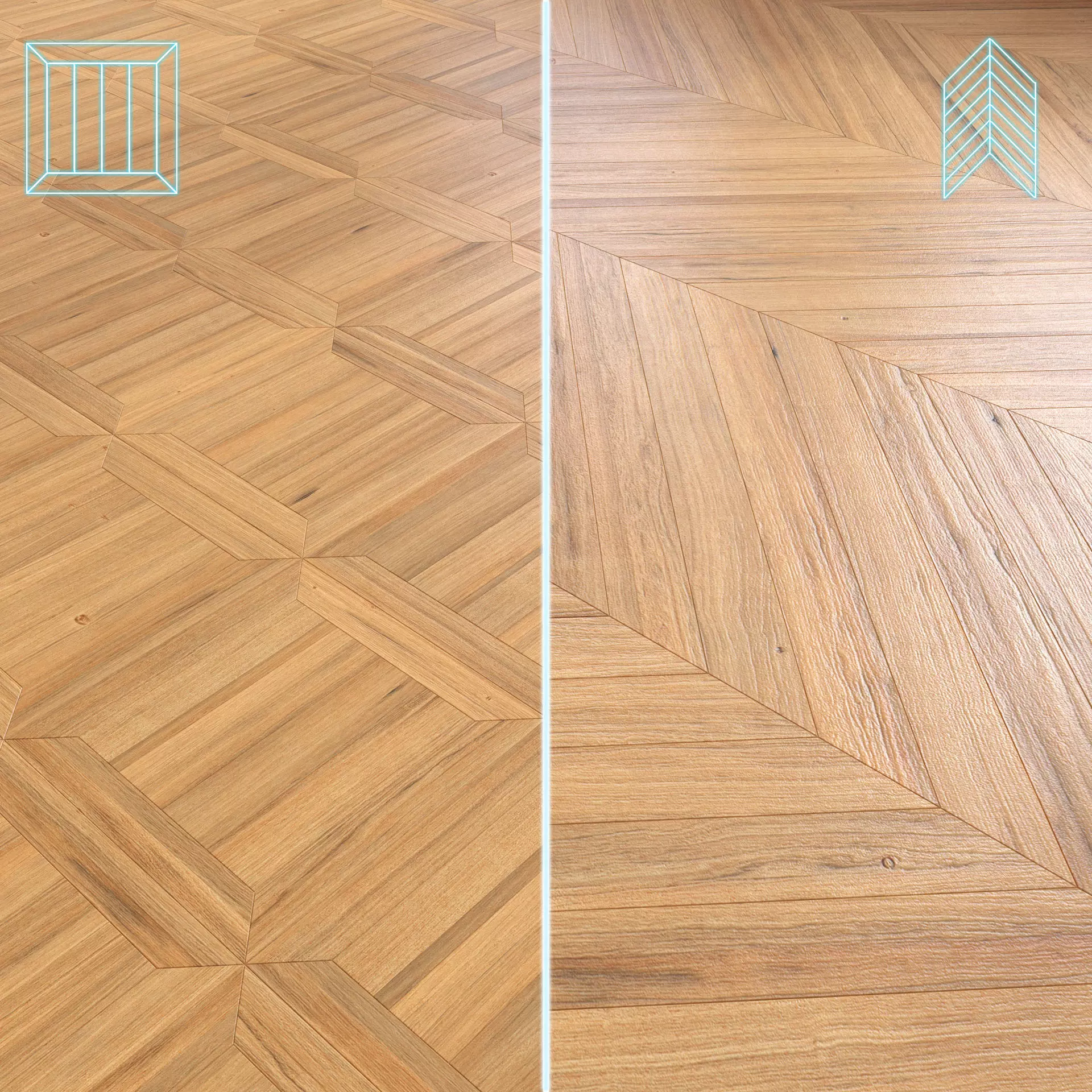 Parquet - Laminate - Wooden floor 2 in 1 Low-poly 3D model_0
