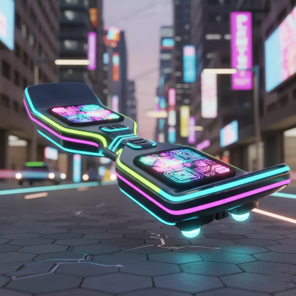 Futuristic Hoverboard 3D Model Sci-Fi Cartoon Vehicle Low-poly 3D model_0