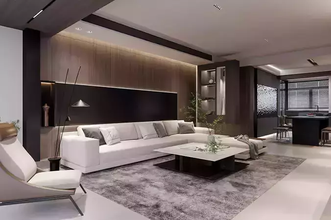 Modern living room dining room interior scenes 571