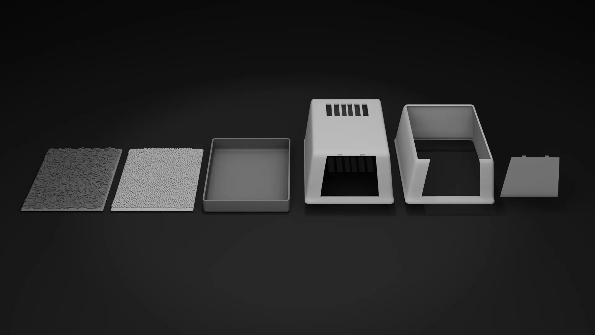 Cat Litter Box Includes Clay and Tofu Litter 3D model