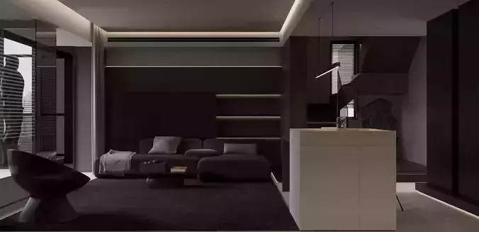 Modern living room dining room interior scenes 573