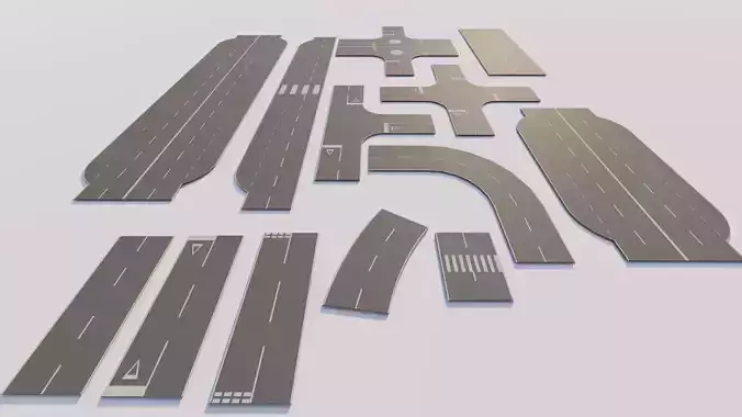 Road Pack - Extended-City Roads 3D model
