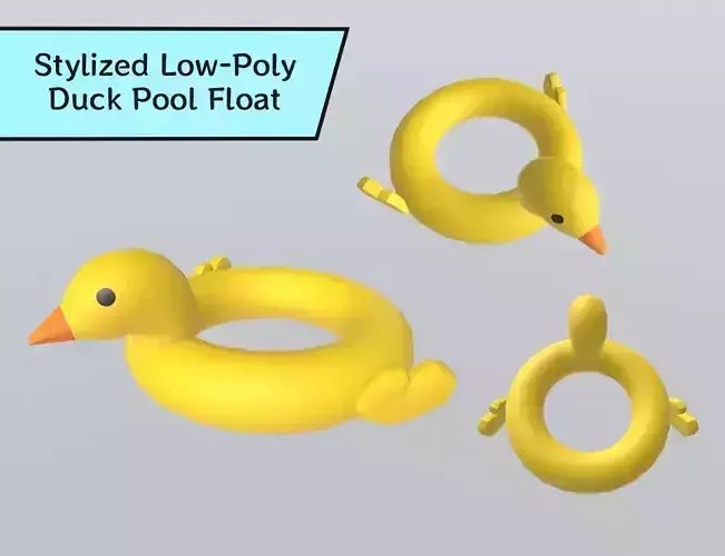 Stylized Low-Poly Duck Pool Float