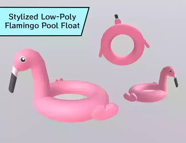 Stylized Low-Poly Flamingo Pool Float