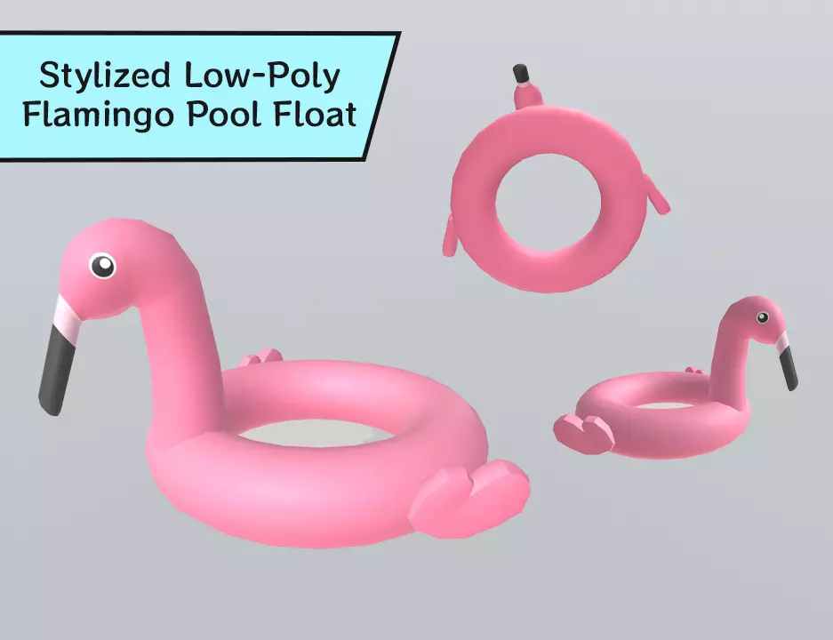 Stylized Low-Poly Flamingo Pool Float Low-poly 3D model