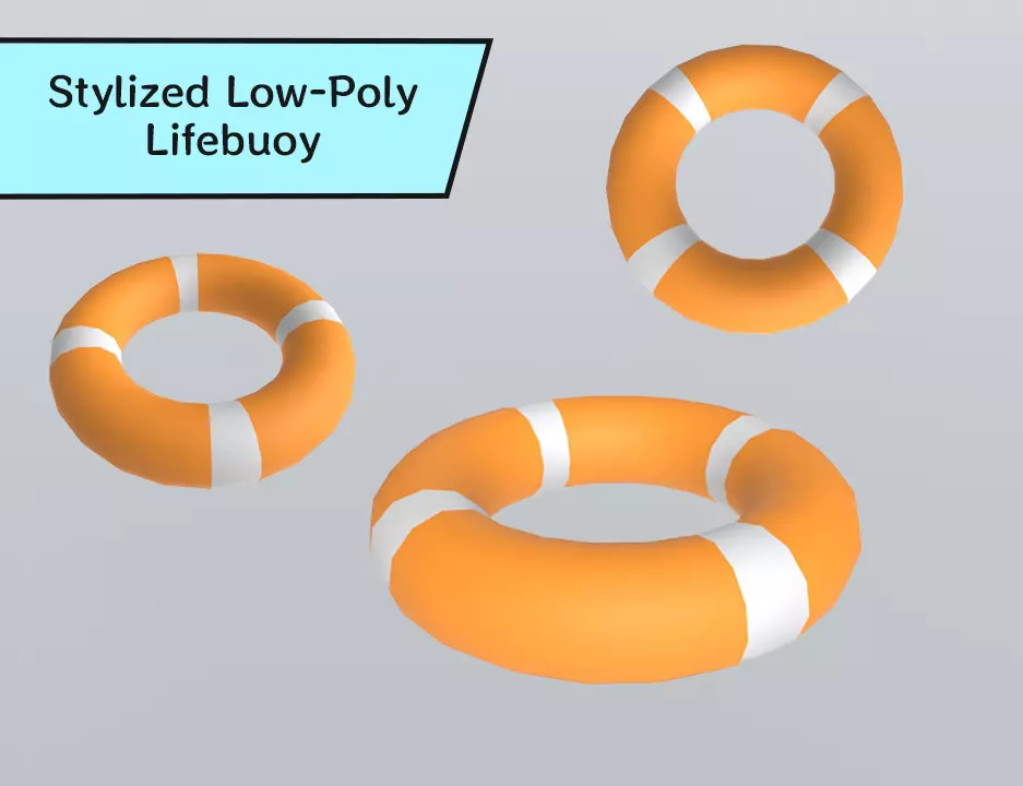 Stylized Low-Poly Lifebuoy Free low-poly 3D model