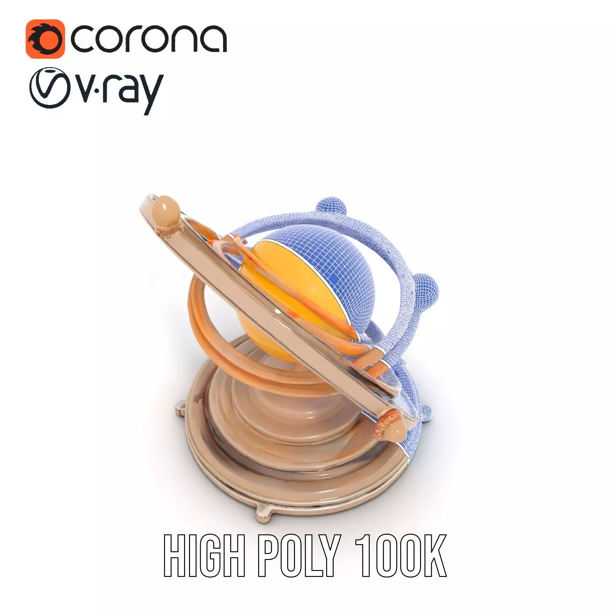 Celestial Orrery Bronze model pack Low-poly 3D model_35