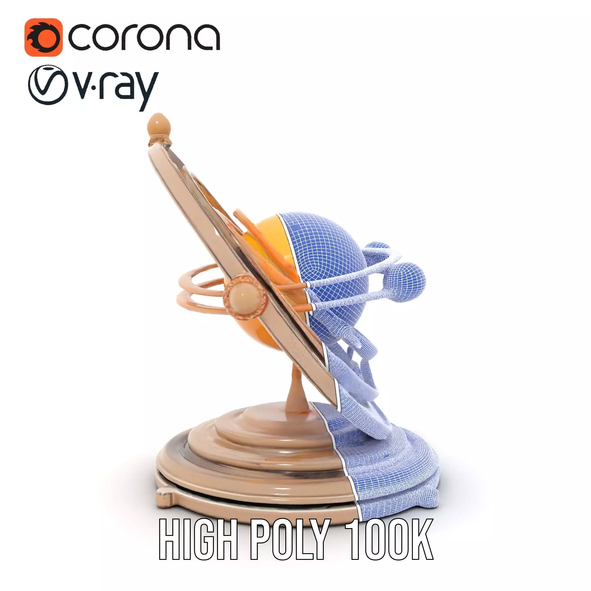 Celestial Orrery Bronze model pack Low-poly 3D model_32