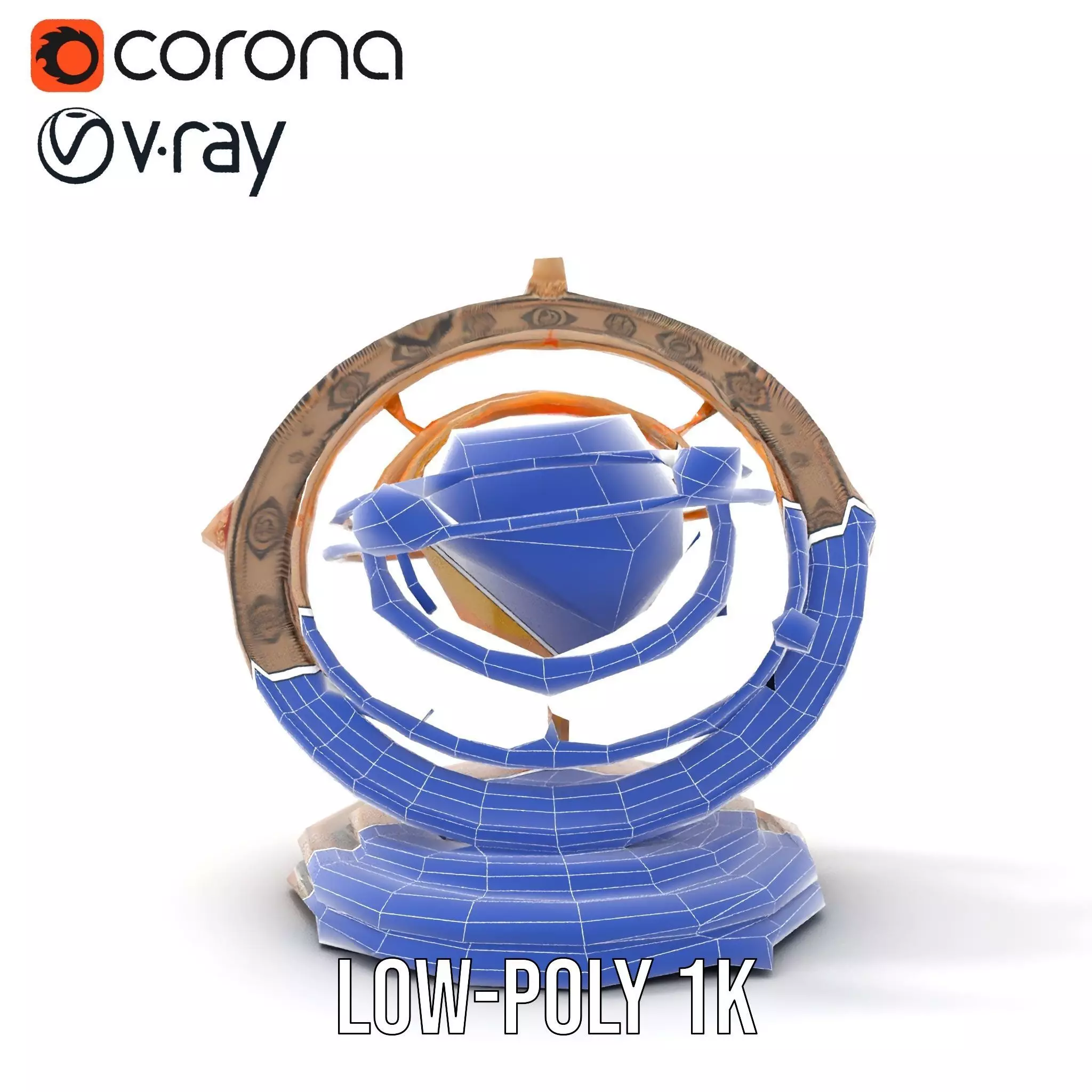 Celestial Orrery Bronze model pack Low-poly 3D model_26
