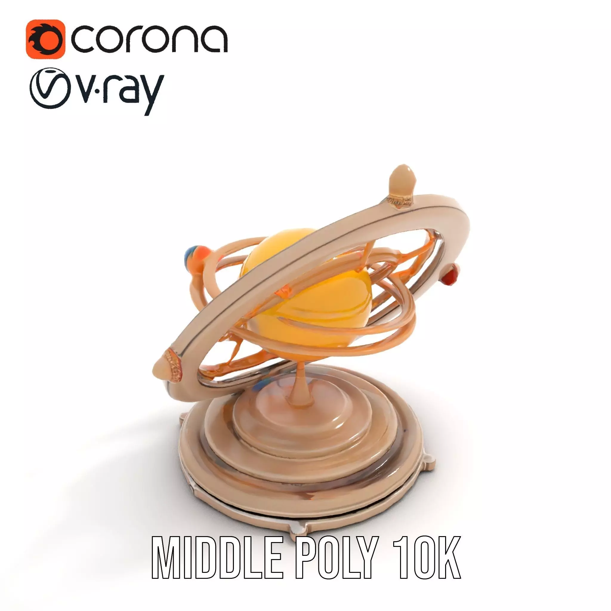 Celestial Orrery Bronze model pack Low-poly 3D model_14