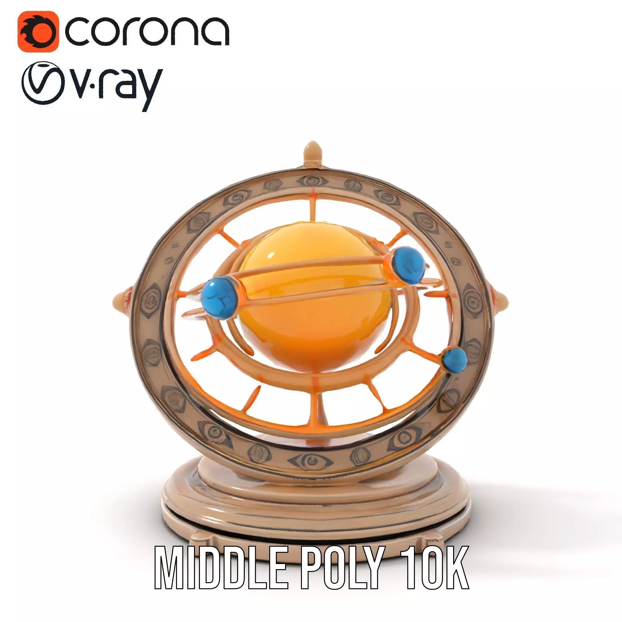 Celestial Orrery Bronze model pack Low-poly 3D model_6