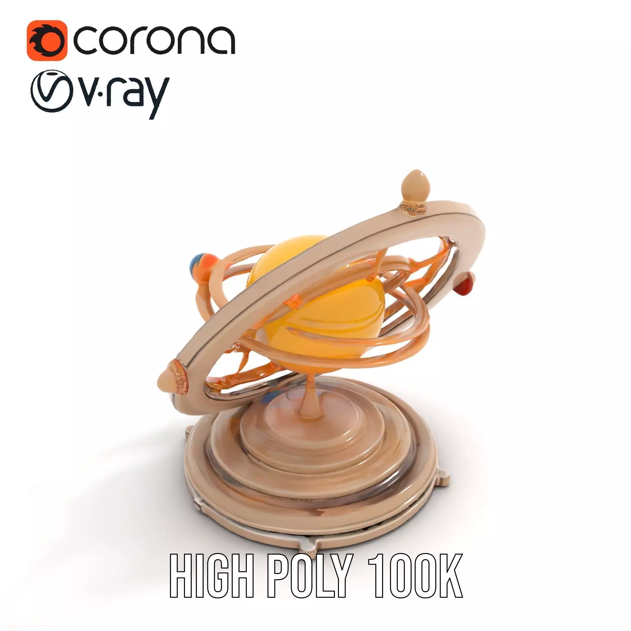 Celestial Orrery Bronze model pack Low-poly 3D model_16