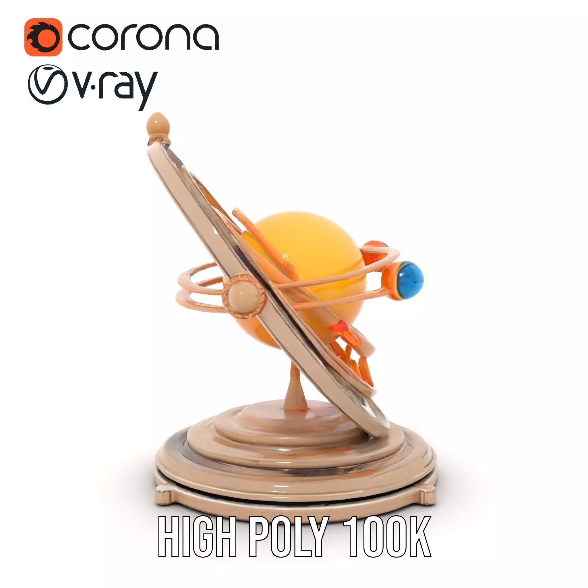 Celestial Orrery Bronze model pack Low-poly 3D model_29