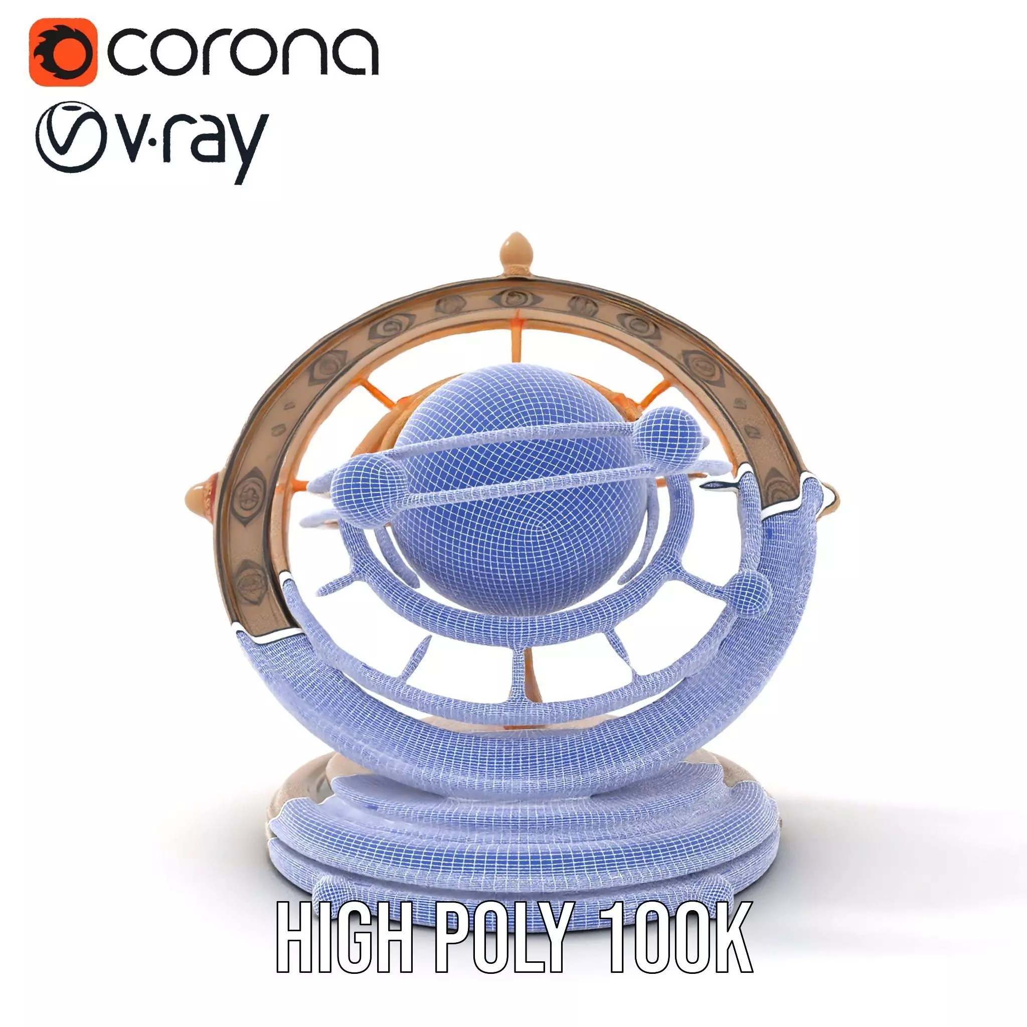Celestial Orrery Bronze model pack Low-poly 3D model_33