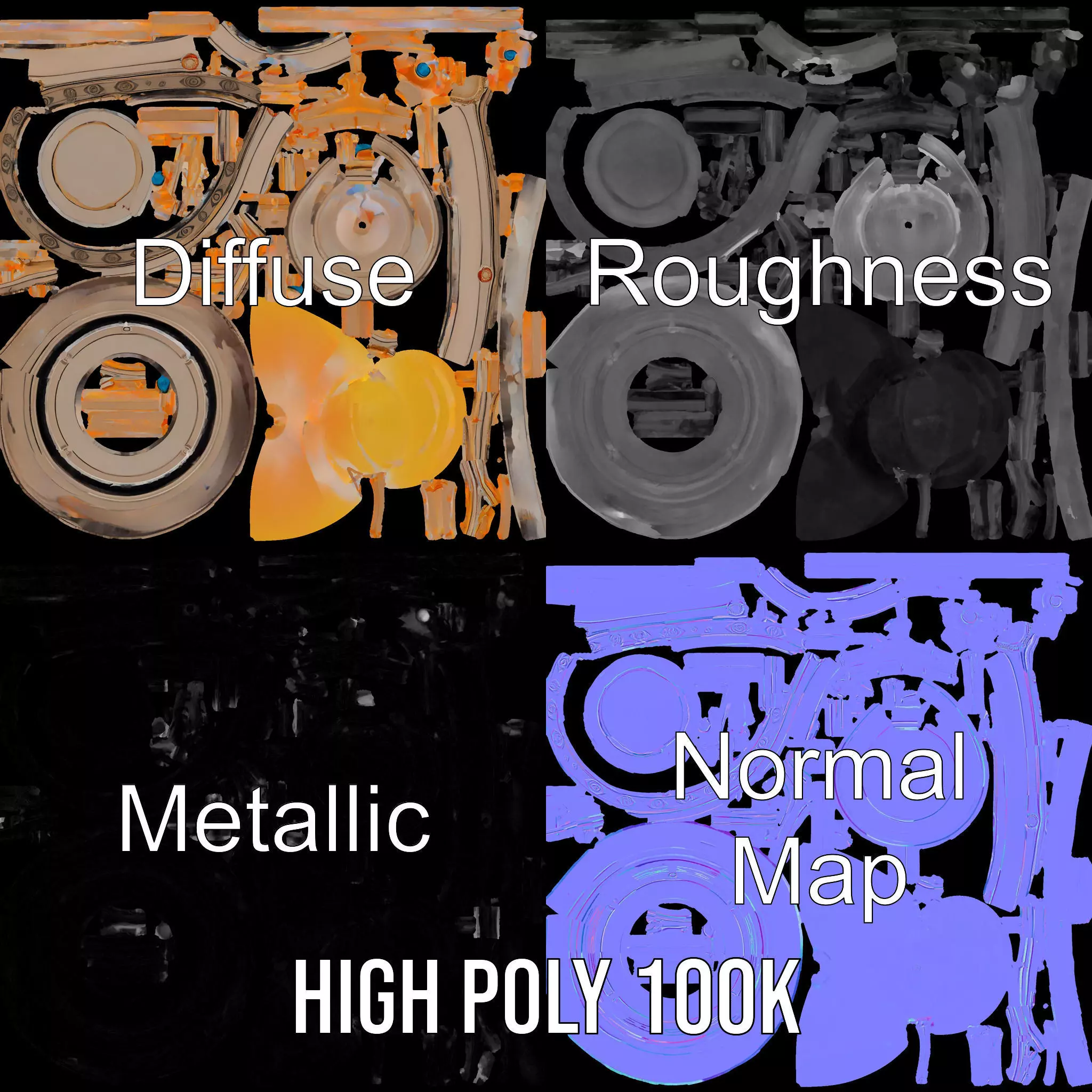 Celestial Orrery Bronze model pack Low-poly 3D model_4