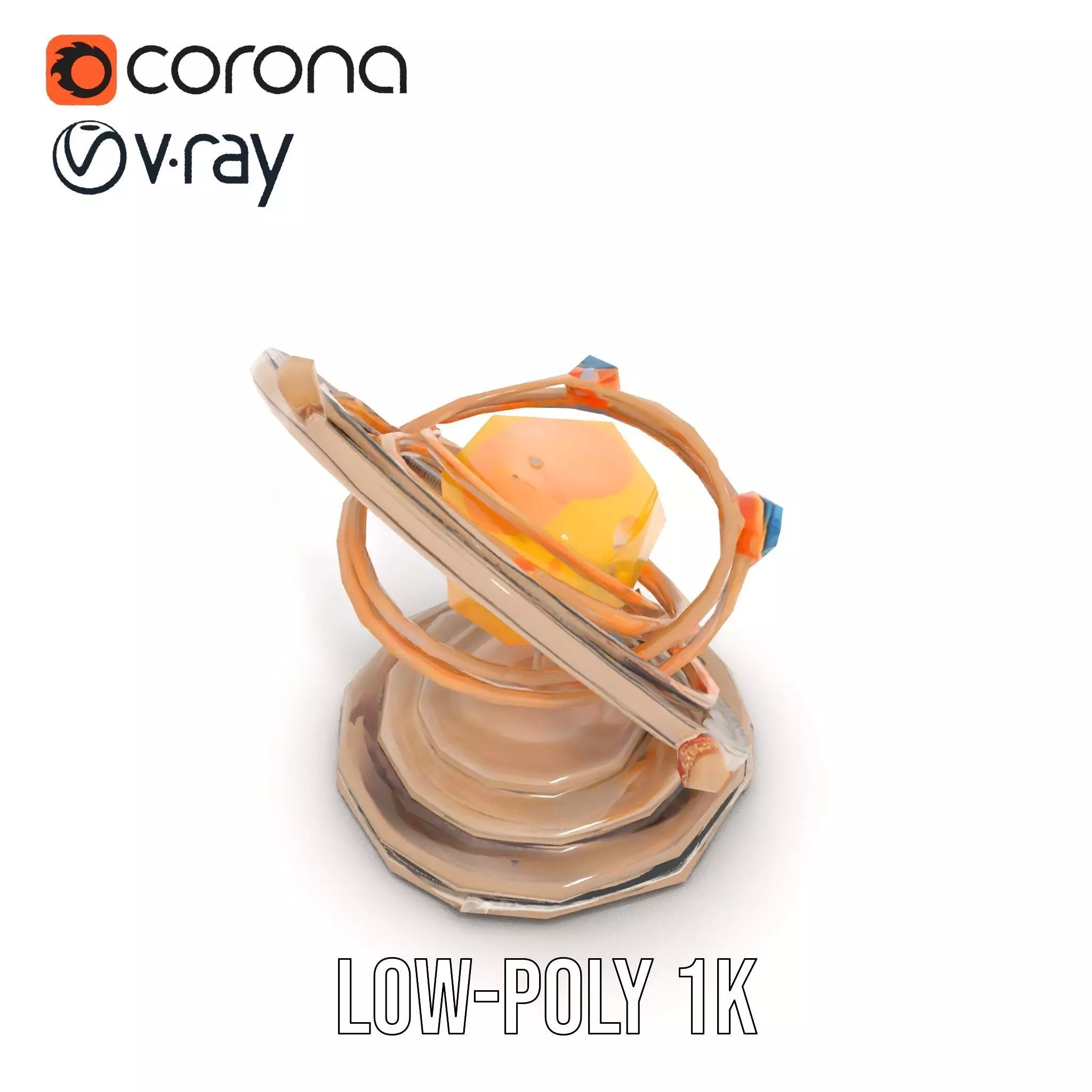 Celestial Orrery Bronze model pack Low-poly 3D model_15