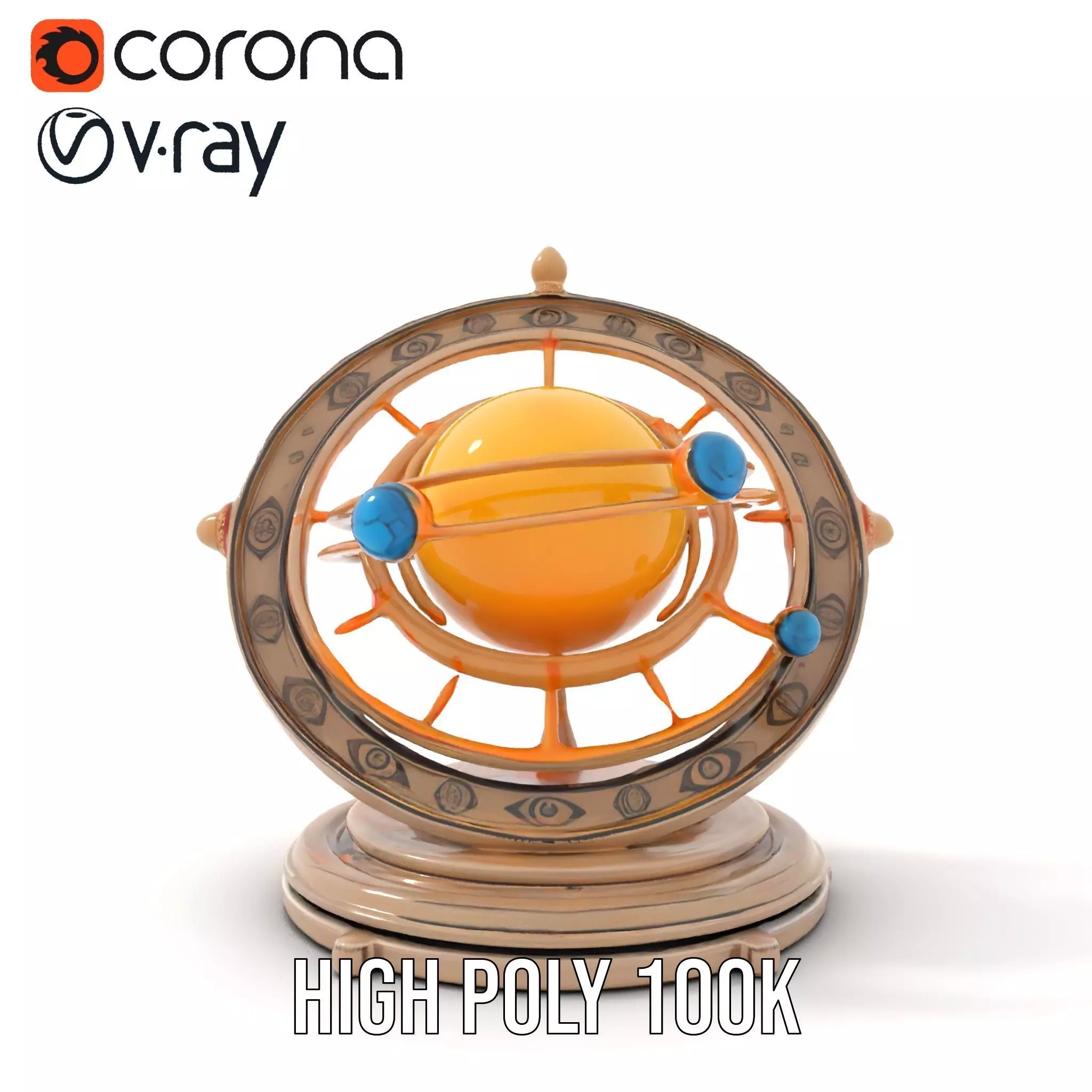 Celestial Orrery Bronze model pack Low-poly 3D model_19