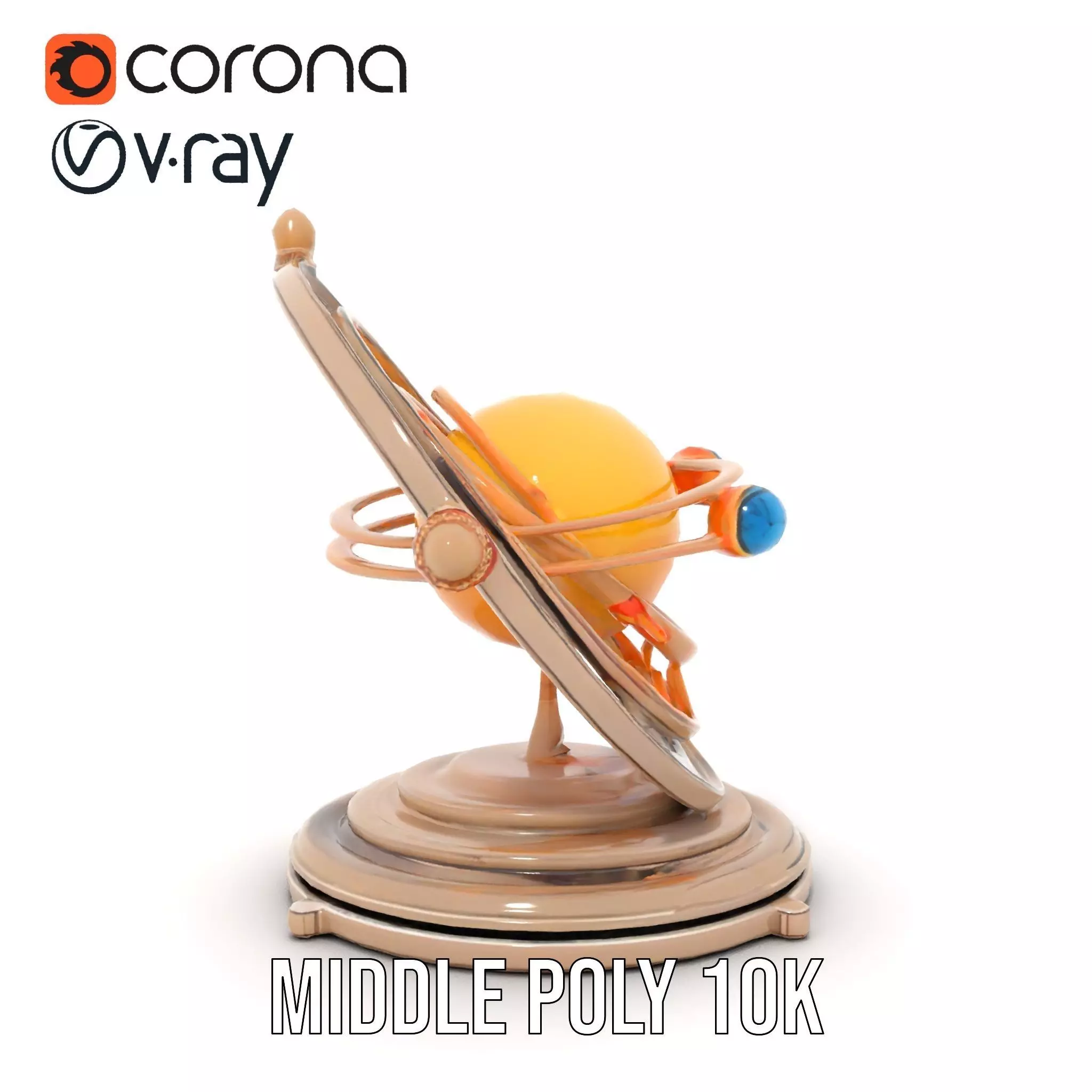 Celestial Orrery Bronze model pack Low-poly 3D model_7