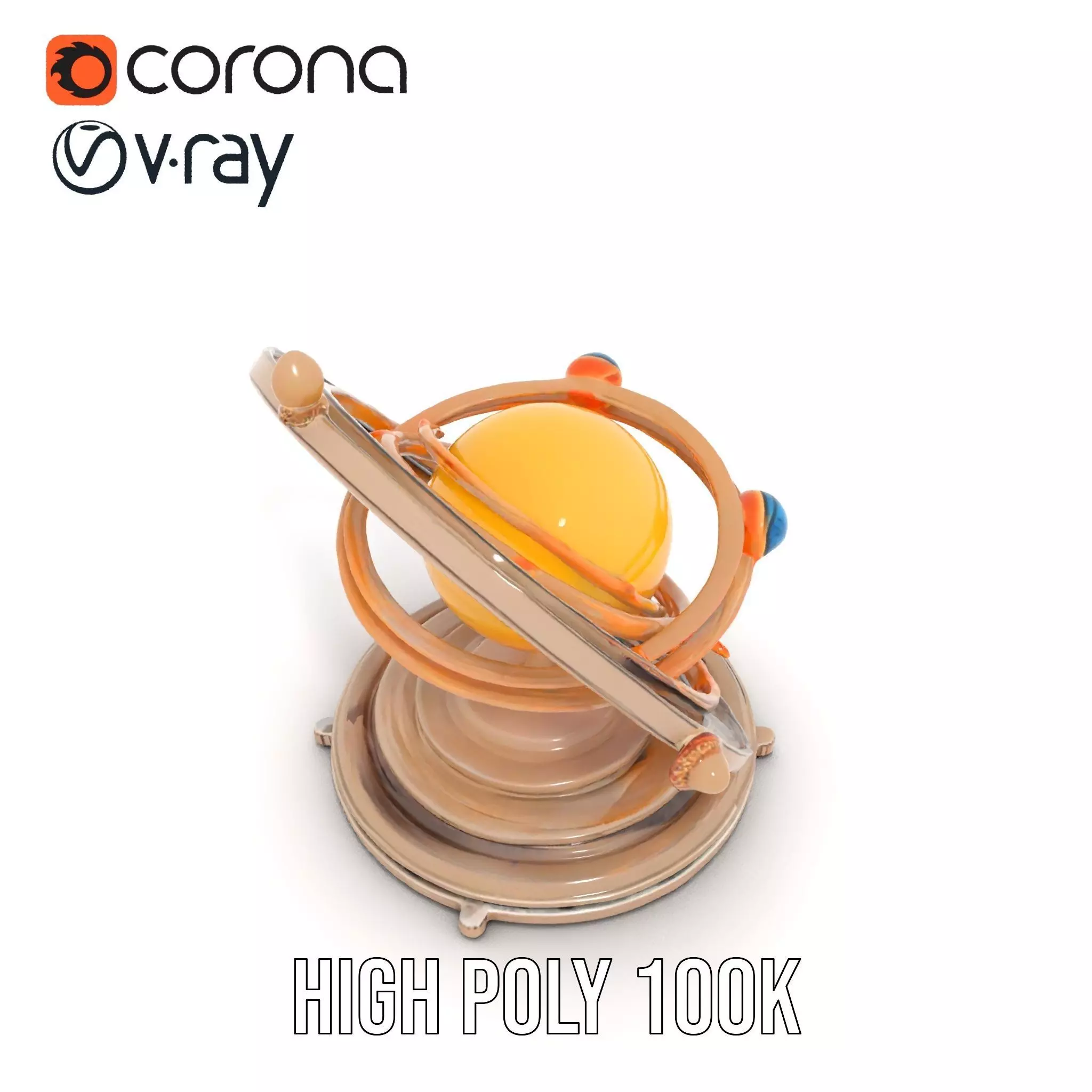 Celestial Orrery Bronze model pack Low-poly 3D model_22