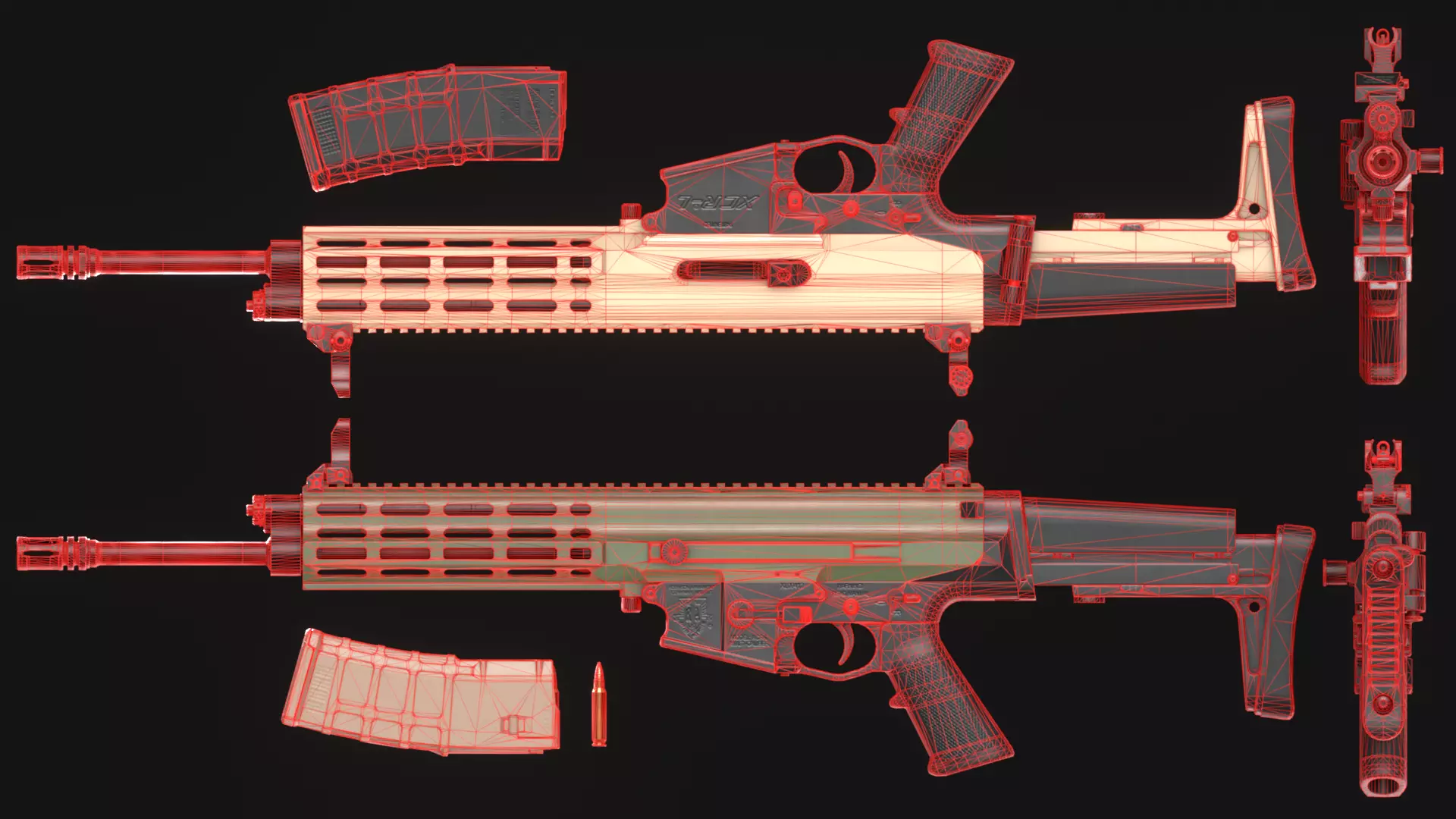 RobArms XCR-L Rifle - Game Asset Low-poly 3D model_9
