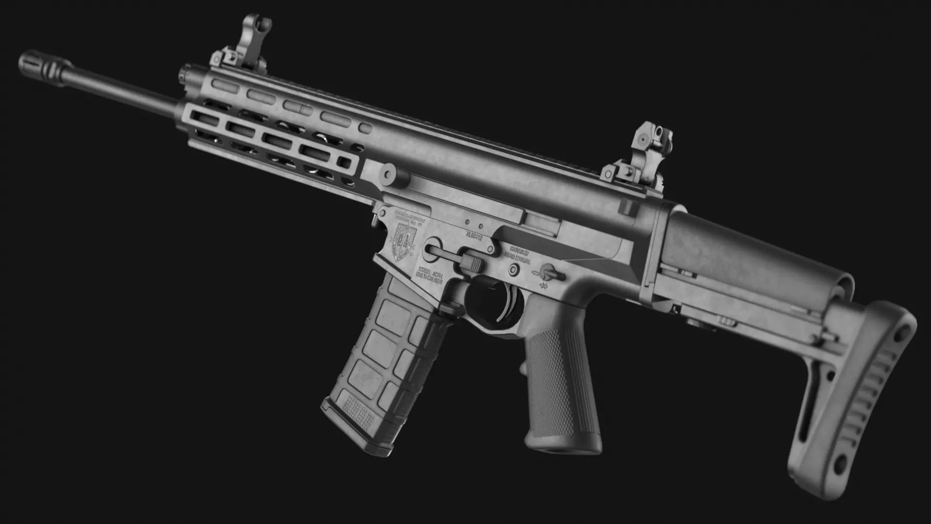 RobArms XCR-L Rifle - Game Asset Low-poly 3D model_4