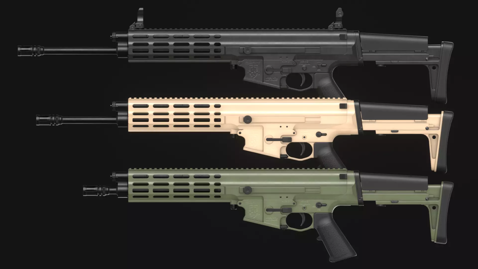RobArms XCR-L Rifle - Game Asset Low-poly 3D model_7
