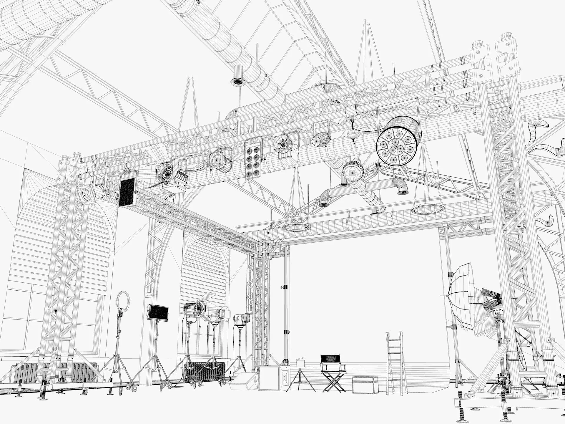 Loft Photo Studio scene 2 3D model_11