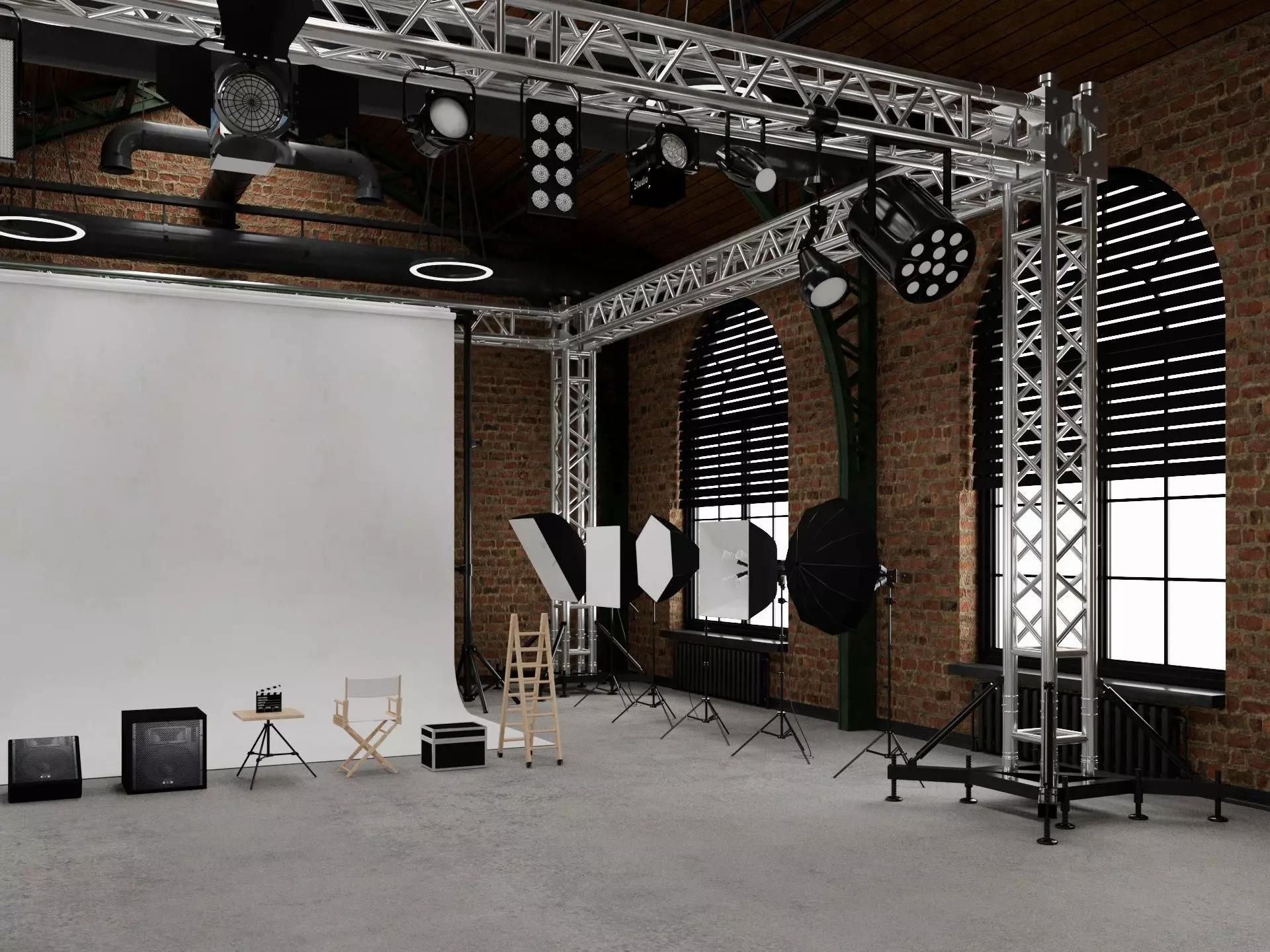 Loft Photo Studio scene 2 3D model_2