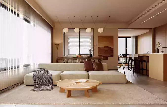 Modern living room dining room interior scenes 583