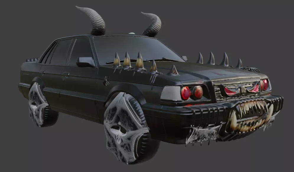 Demonic Halloween Car 3D print model_2
