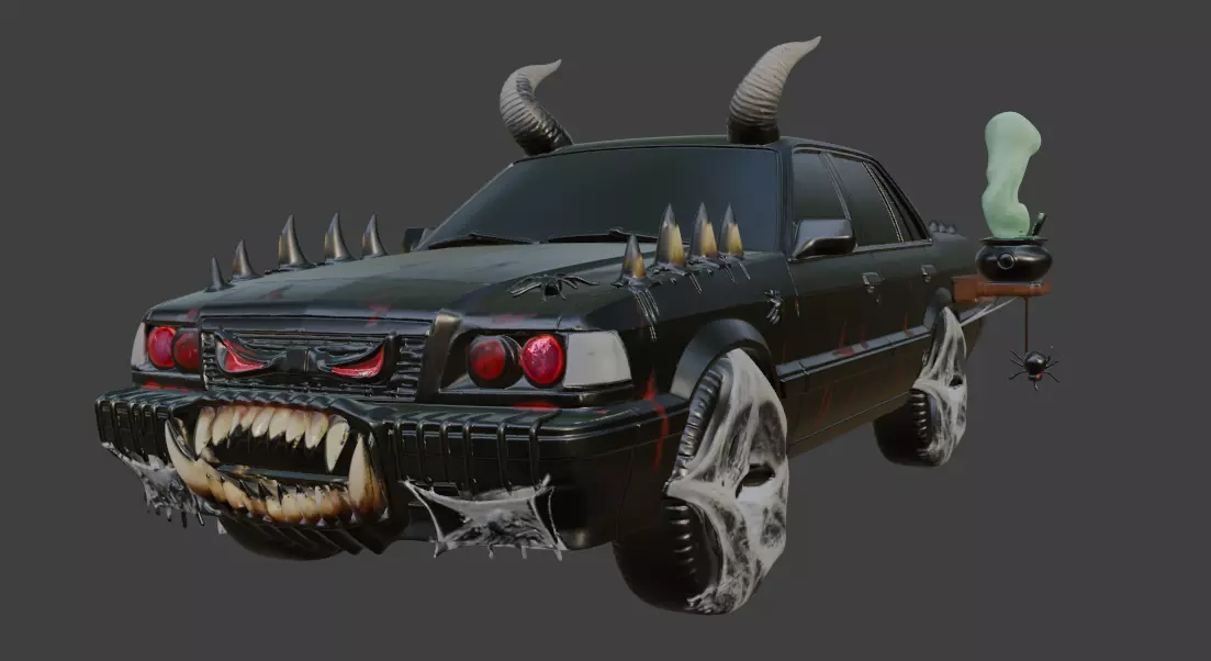 Demonic Halloween Car 3D print model_0