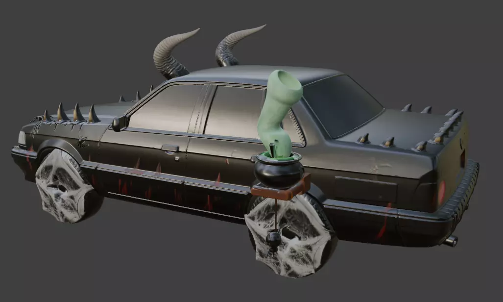 Demonic Halloween Car 3D print model_1