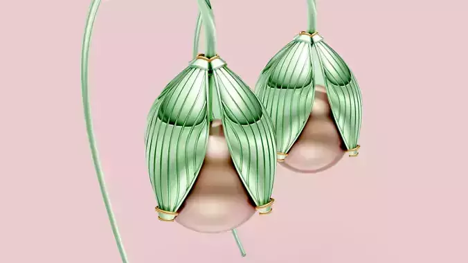 Textured Leaves Pearl earrings