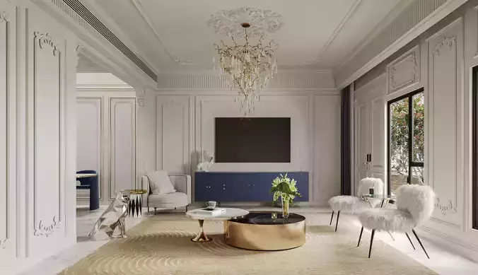 Luxury living and dining room interior