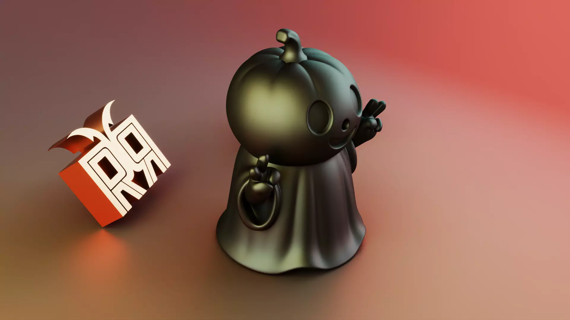 Halloween Cute Peace Sign Ghost 3D print model_9