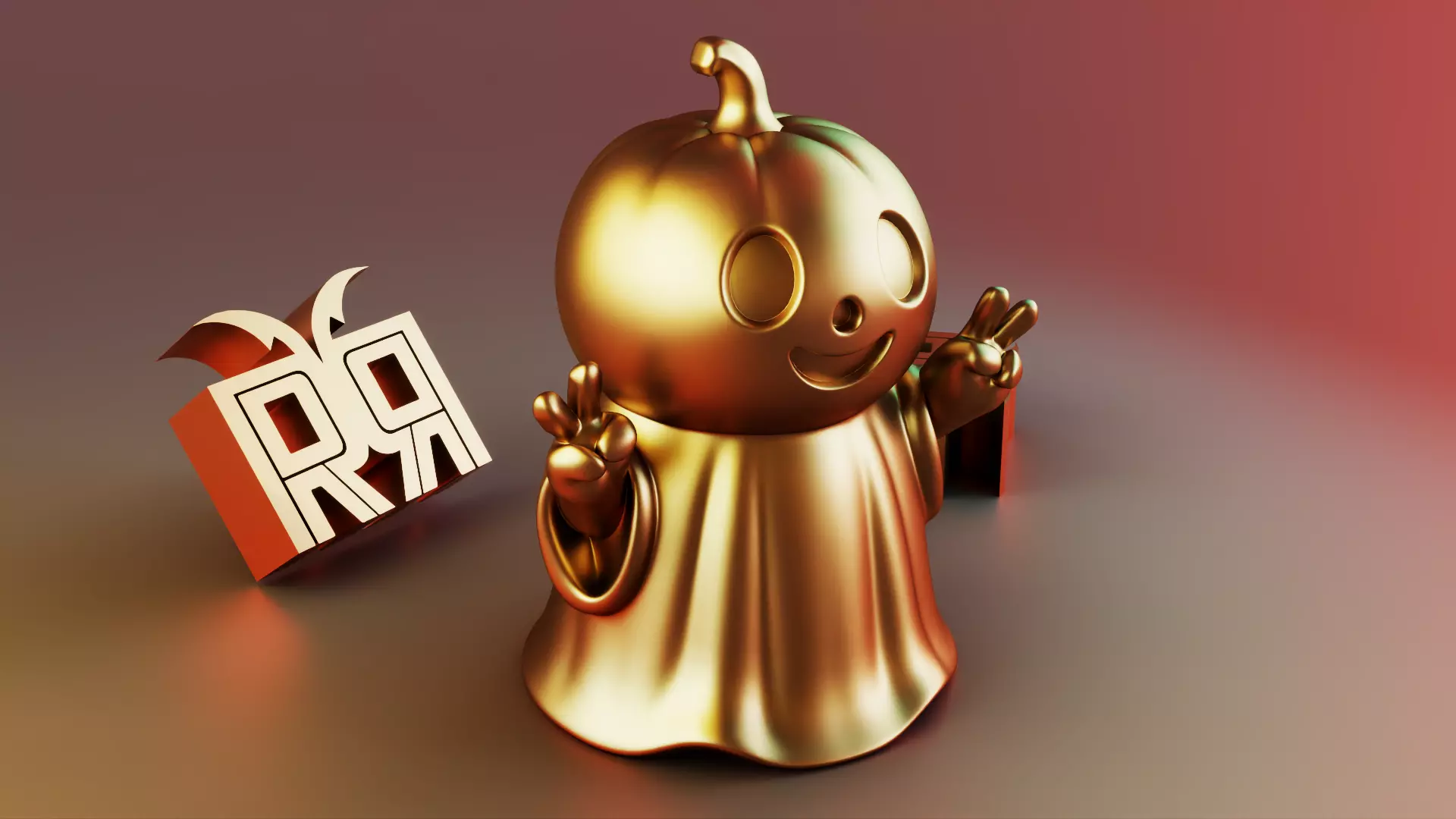 Halloween Cute Peace Sign Ghost 3D print model_1